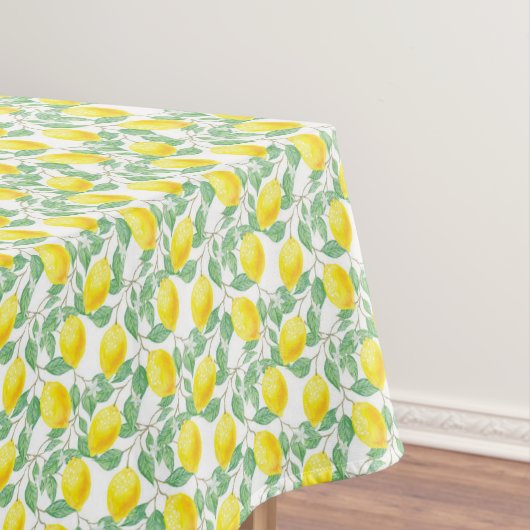 Nappe Citrons feuilles aquarelles mariage blanc (In Situ)