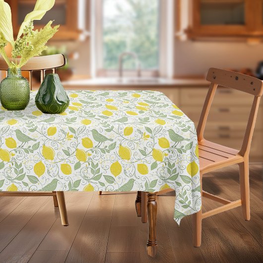 Nappe Citrons, Feuilles et oiseaux frais ID1052