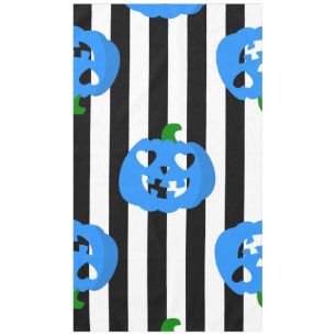 Nappe citrouille coeur Halloween bleue rayée