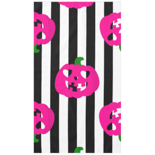 Nappe citrouille coeur Halloween rose rayée