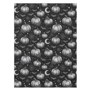 Nappe Citrouille d'Halloween noir et blanc, chauve-souri