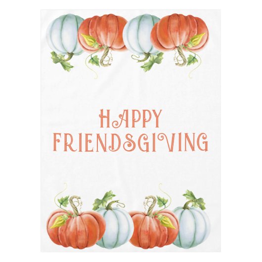 Nappe Citrouille Happy Friendsgiving brûlé orange chute (Devant)