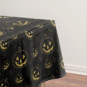 Nappe Citrouille noir et or Halloween en tissu (In Situ)