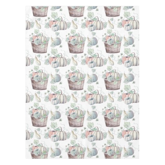 Nappe Citrouilles dans le seau en bois dans des aquarell (Devant)