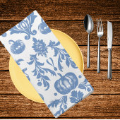 Nappe Citrouilles d'automne bleues et blanches de style 
