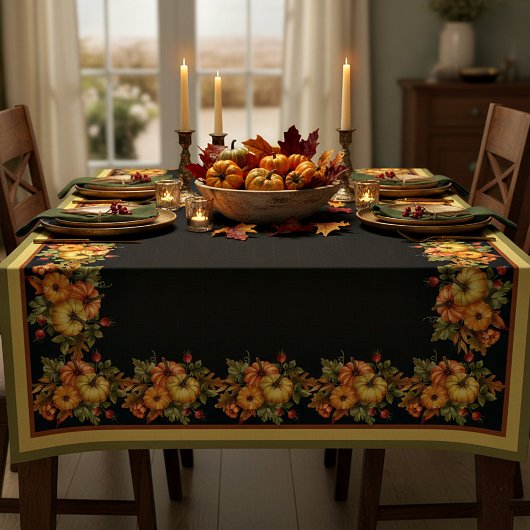 Nappe Citrouilles d'automne et feuilles de chêne