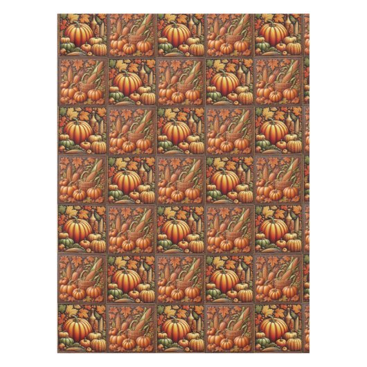 Nappe Citrouilles d'automne Fêtes de Thanksgiving (Devant)