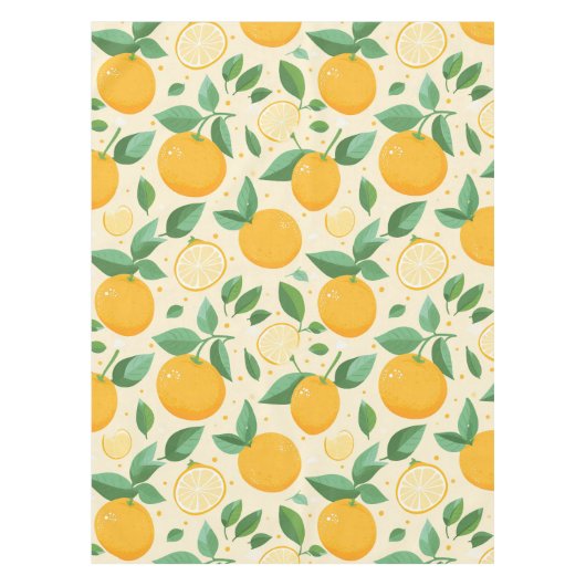Nappe Citrus citron jaune motif de fruits tropicaux (Devant)
