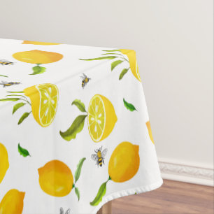 Nappe Citrus, citrons, abeilles été motif court