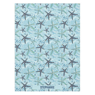 Nappe Clair bleu et or Starfish sur Ocean Wave Motif