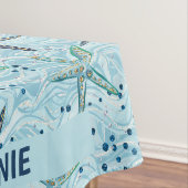 Nappe Clair bleu et or Starfish sur Ocean Wave Motif (In Situ)