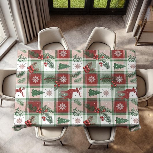 Nappe Classic Vintage Christmas Plaid & Holly Pattern
