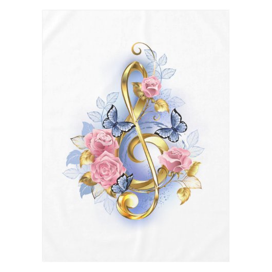 Nappe Clé de sol avec roses roses (Devant)