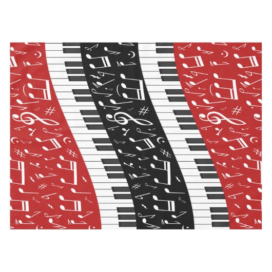 Nappe Clés de piano de courbe et notes musicales (Devant (Horizontal))