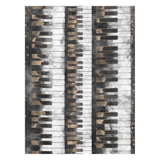 Nappe Clés et notes de piano - aquarelle et or (Devant)