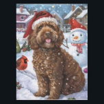 Nappe Cockapoo Winter Wonderland Christmas Joy<br><div class="desc">Ce design festif reflète l'esprit joyeux de la période des fêtes, avec un adorable petit portant un chapeau de Père Noël. Le chien est niché dans un pays des merveilles hivernales, avec un bonhomme de neige, un sapin de Noël décoré et des cadeaux joliment emballés. Les flocons de neige tombent...</div>
