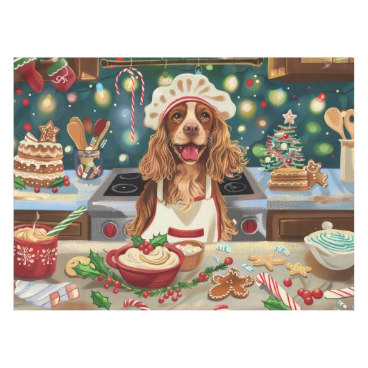 Nappe Cocker Spaniel Cuisine de fêtes : Noël festif (Devant (Horizontal))
