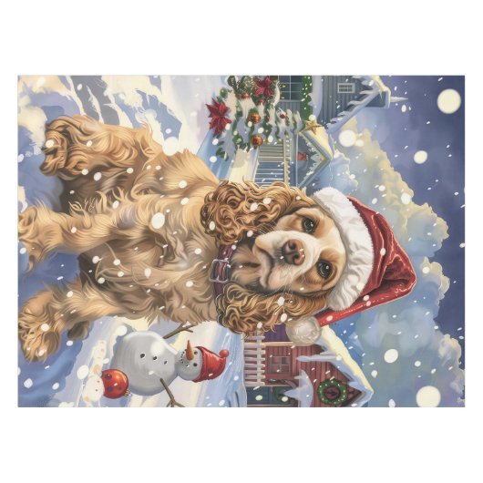 Nappe Cocker Spaniel Winter Wonderland Noël Joie (Devant (Horizontal))