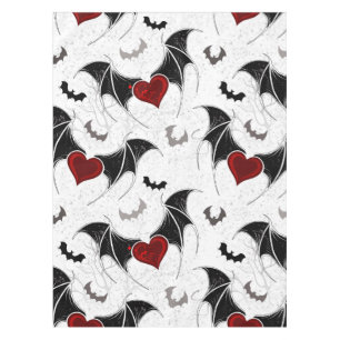 Nappe Coeur d'Halloween avec ailes de chauve-souris noir