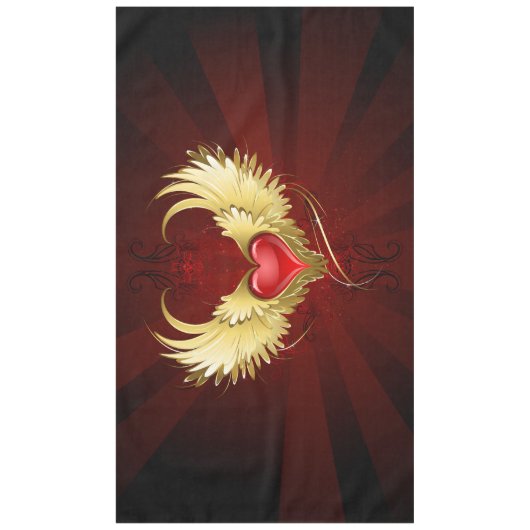 Nappe Coeur rouge avec ailes d'or (Devant)
