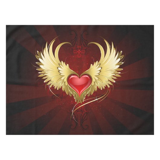 Nappe Coeur rouge avec ailes d'or (Devant (Horizontal))