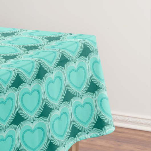 Nappe Coeurs Abstraits modernes - Aqua et Turquoise (In Situ)