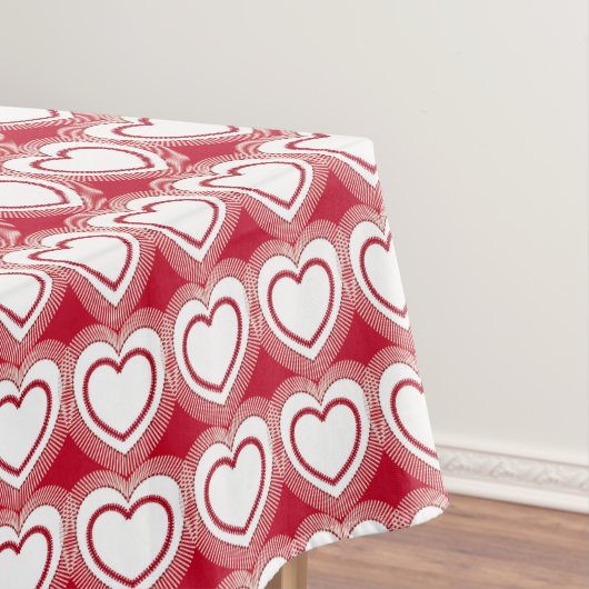 Nappe Coeurs Abstraits modernes - Rouge et Blanc (In Situ)
