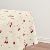 Nappe Coeurs de cerises rouges mignons Bows sur crème (In Situ)