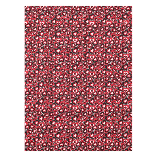 Nappe Coeurs, rouge, noir, blanc, Saint-Valentin. (Devant)