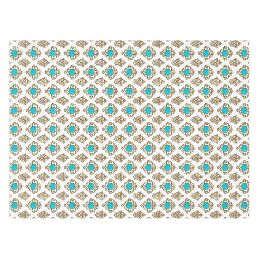 Nappe Coeurs Turquoise Avec Couronne (Devant (Horizontal))