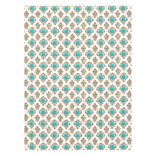 Nappe Coeurs Turquoise Avec Couronne (Devant)