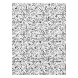 Nappe Colibris et fleurs d'hibiscus b&w