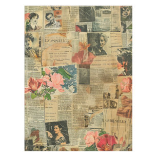Nappe Collage rustique Vintage de journaux (2)