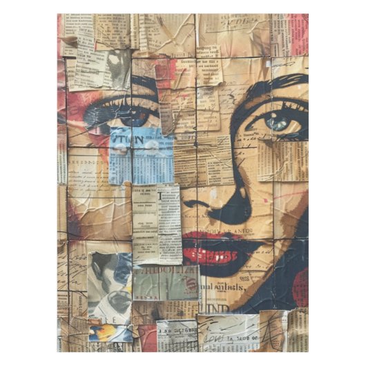 Nappe Collage rustique Vintage journal Patchwork (12) (Devant)