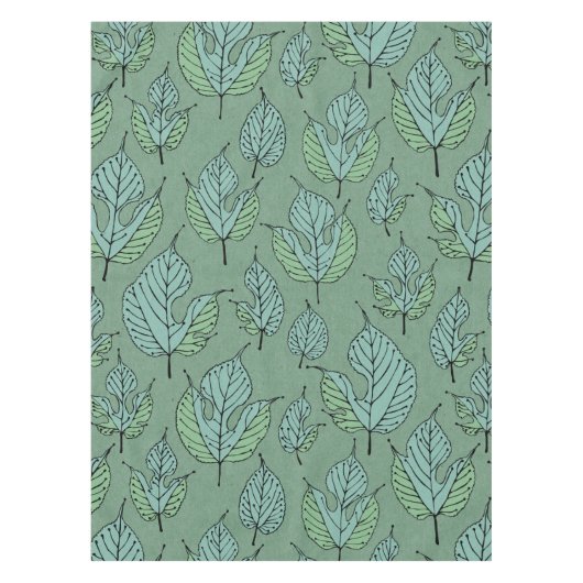 Nappe Collage vert contemporain de Feuilles de mûres (Devant)