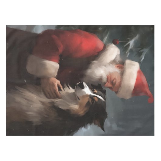 Nappe Collie frontalier avec Noël Festif du Père Noël (Devant (Horizontal))