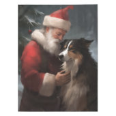Nappe Collie frontalier avec Noël Festif du Père Noël (Devant)