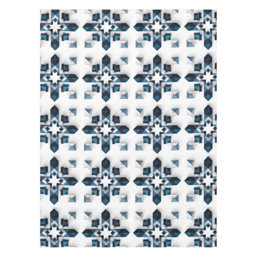Nappe Conception Abstraite Géométrique en Bleu et Blanc (Devant)