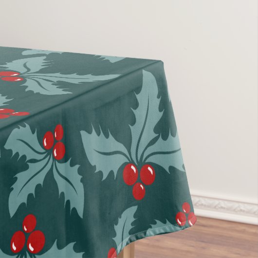 Nappe Conception de Noël Turquoise Red Holly et Berries (In Situ)