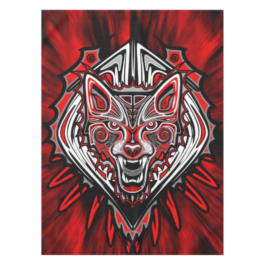 Nappe Conception de totem tribal Haida de loup (Devant)