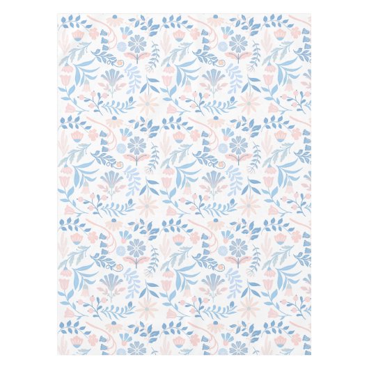 Nappe Conception florale boho impression bloc bleu rose (Devant)