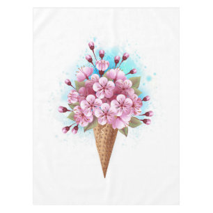 Nappe Cône rose Sakura crème glacée gaufre