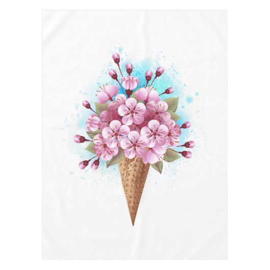 Nappe Cône rose Sakura crème glacée gaufre (Devant)