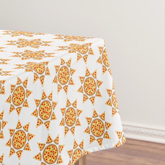 Nappe Cool plaisir pizza tranches motif soleil sur blanc (In Situ)