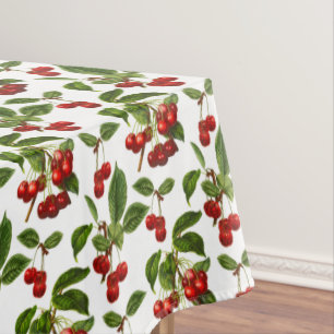 Nappe Copie botanique vintage de cerises sur le blanc