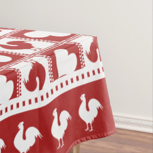 Nappe Coqs classiques américains et coeurs rouges et