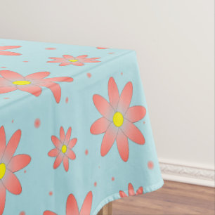 Nappe Corail rose et poudres bleu délicat marguerite fle