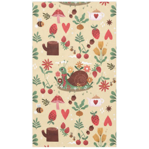 Nappe cottagecore escargot nature florale jardin théière