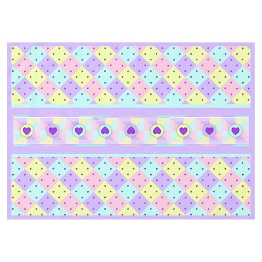 Nappe Couleurs pastel & coeurs violets battre (Devant (Horizontal))