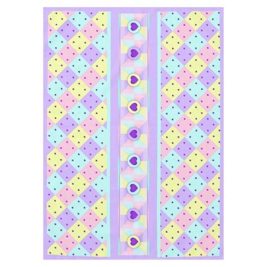 Nappe Couleurs pastel & coeurs violets battre (Devant)